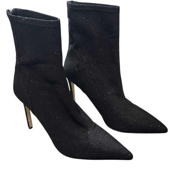 JEWEL BADGLEY MISHKA - BLACK WITH SHIMMER -  SOCK STYLE  BOOTIES - SIZE 8.5 - S2 - Picture 1 of 8